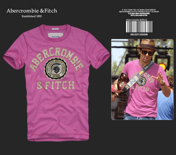 Abercrombie Fitch Hombres De Cuello Redondo Con Gente Fotos Corto Remera AF5680